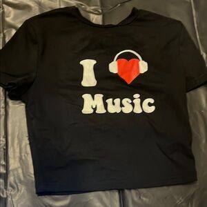 SHEIN Black 'I Love Music' T-Shirt